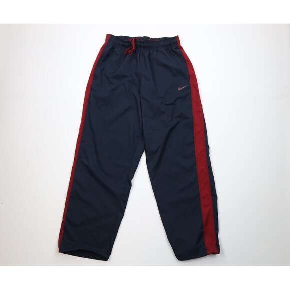 Vintage Y2K Nike Mens Large Travis Scott Mini Swoosh Wide Leg Pants Blue Red - Picture 1 of 14